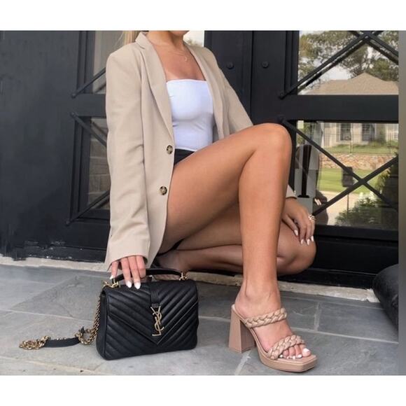 Dolce Vita Shoes - Dolce Vita Nude Platform Chunky Heel Square Toe Ashby Sandals Womens 10